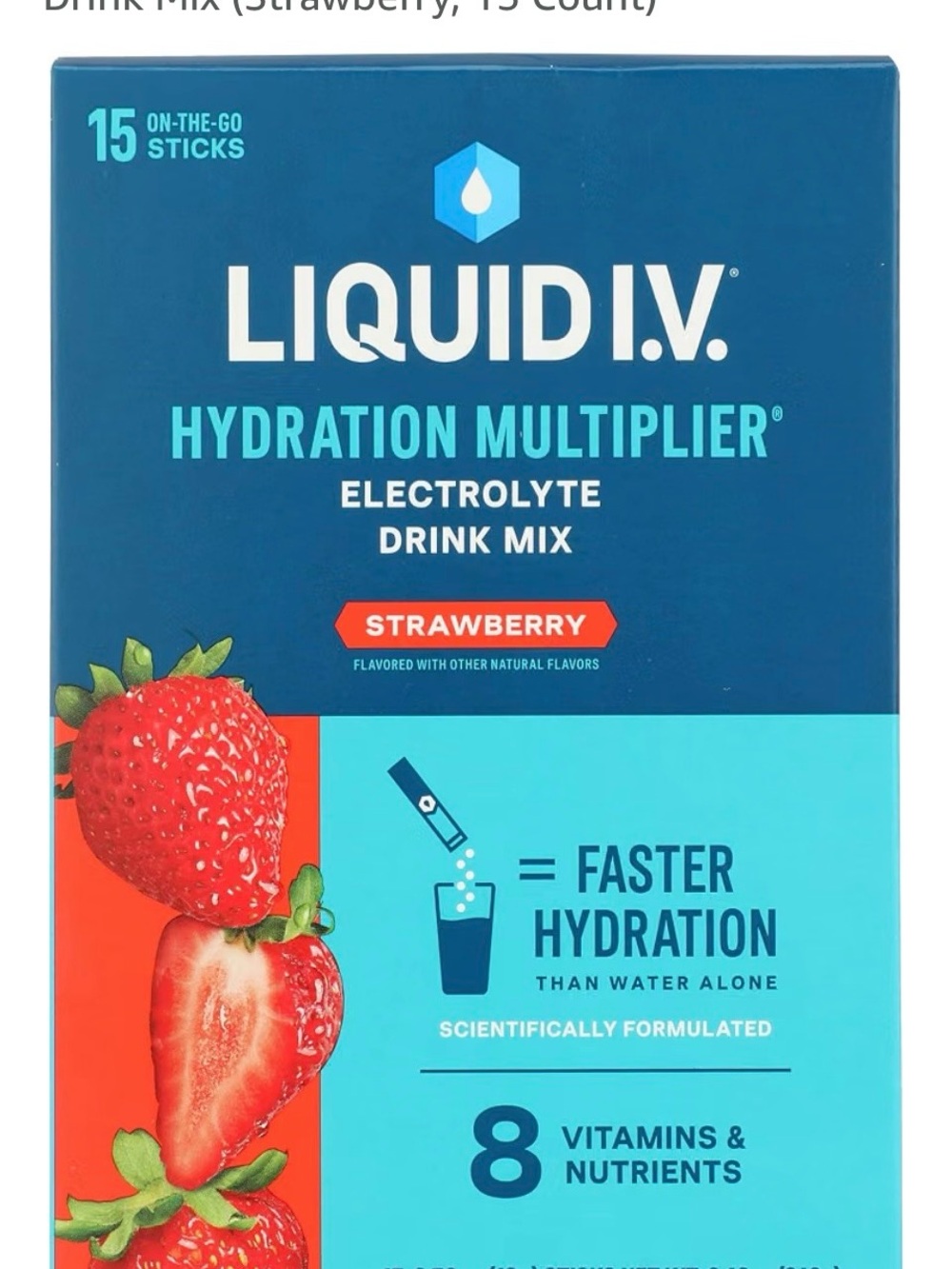 Liquid IV Hydration Multiplier Electrolyte Strawberry Drink Mix 15 Ct Ex 11/26